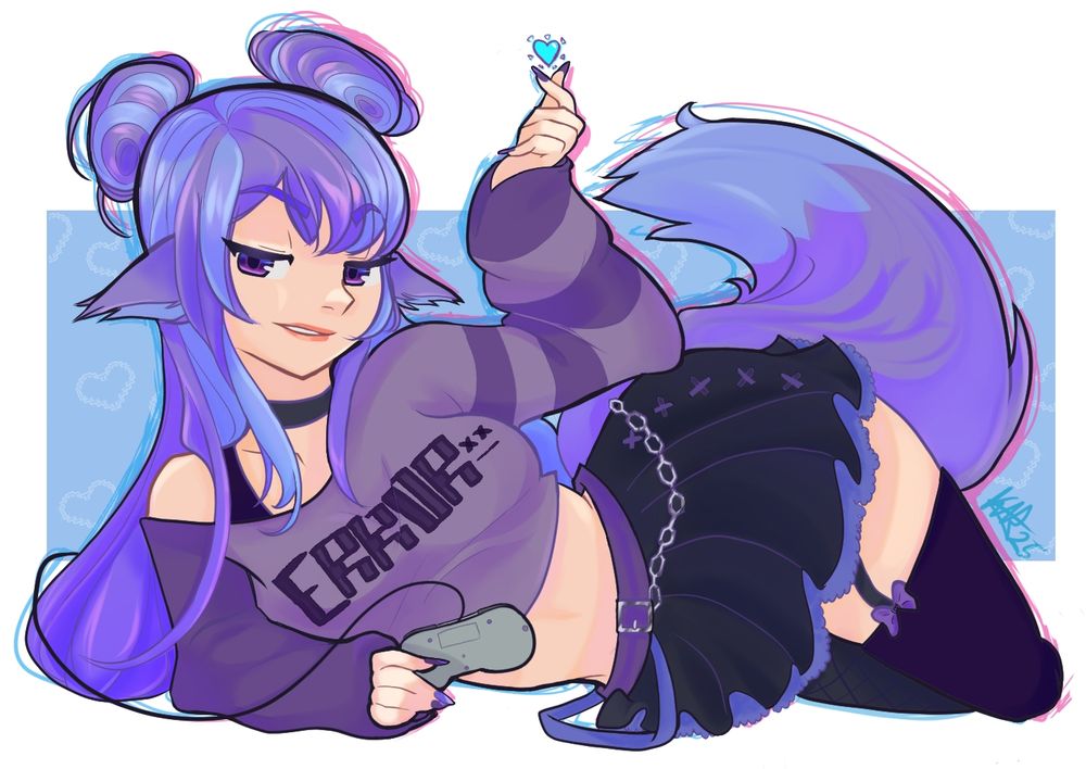 commission for hextropy, the virus queen 😈💙👑
