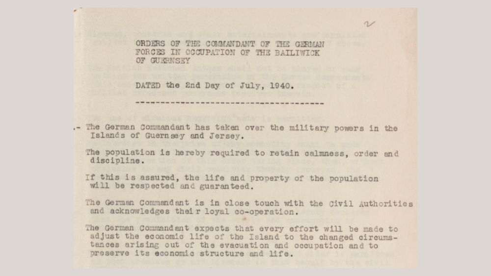Occupation orders for Guernsey issued by the Nazis in ww2