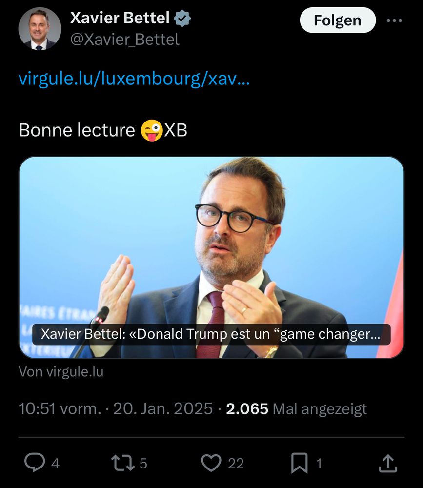 Xavier Bettel v @Xavier_Bettel
virgule.lu/luxembourg/xav...

Bonne lecture 😜 XB