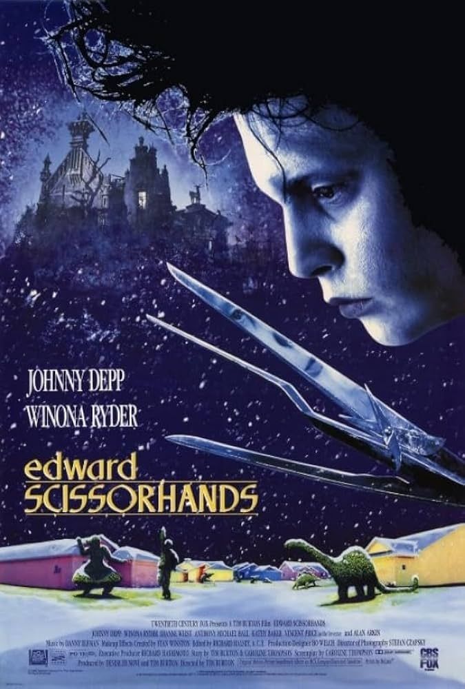 The movie poster for 'Edward Scissorhands'.