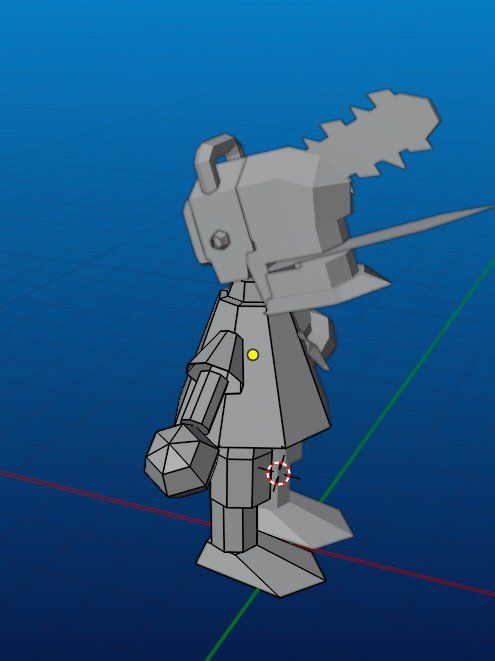 Edited untextured low poly model of chibi chainsaw man.