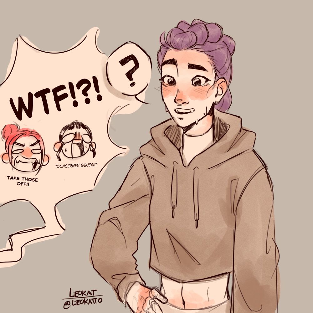 Rumi is wearing a turtleneck and a jacket on top to hide her patterns while in this hot ass weather lmao

Understandably so Mira and Zoey are concerned for her well being lol