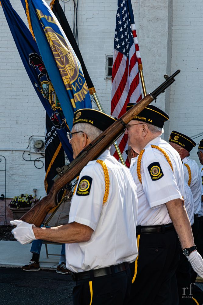 Honor guard accompanied the flags. 