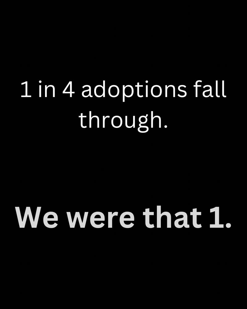 โ1 in 4 adoptions fall through. We were that 1.โ