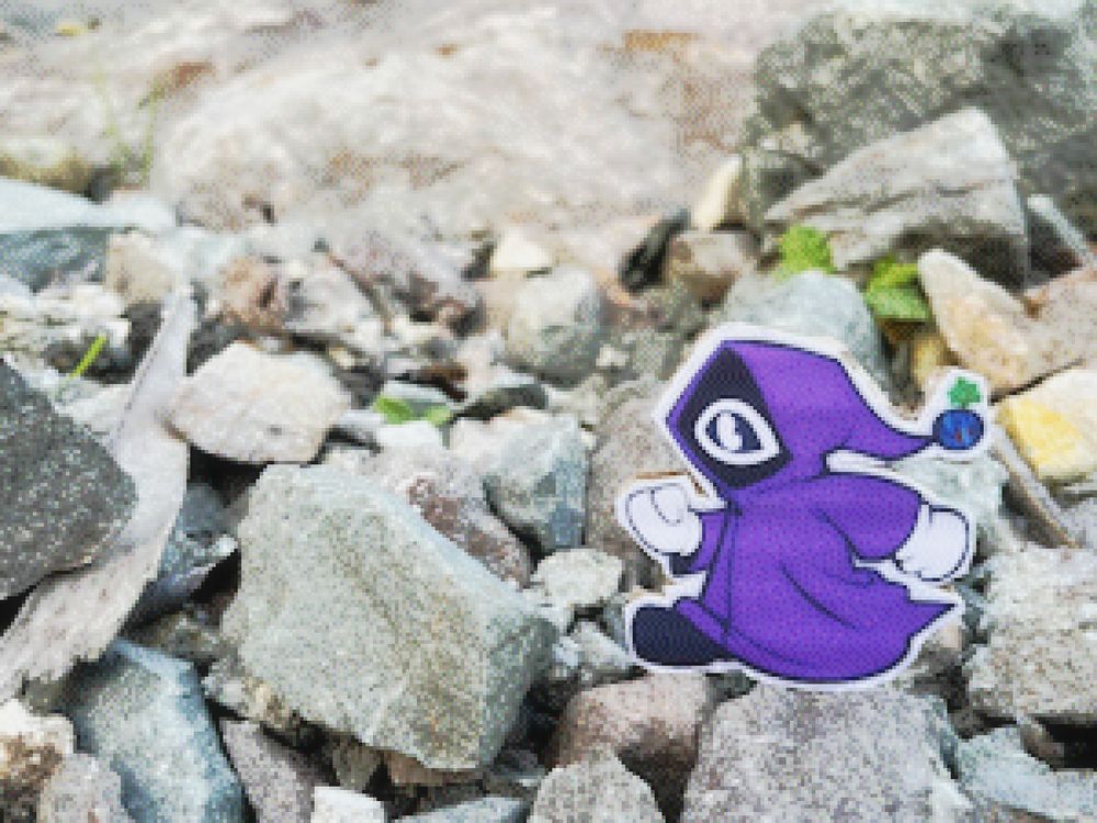 "lil bro" bravely navigating uneven rocky terrain