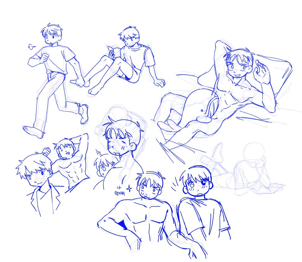 지혁이랑 무현이의 모습을 그린 낙서. 참고자료를 보고 그림.
왼쪽 위 : 달리는 무현, 책을 읽는 무현
왼쪽 아래 : 평소와 다르게 그린 무현, 웃통을 까고 누워 있는 지혁
가운데 : 웃통을 깐 지혁과 지혁의 가슴께를 보는 무현, 웃통을 까고 잘난 체 하는 지혁, 누군가를 보고 놀란 무현
오른쪽 :  고야의 옷을 벗은 마하를 보고 그린 옷을 벗은 지혁