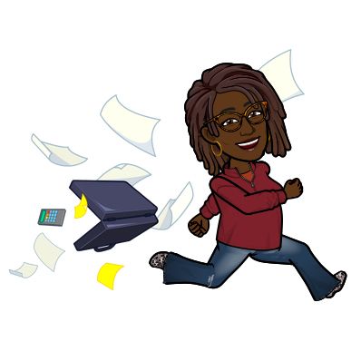 Black Woman Bitmoji running from work! 