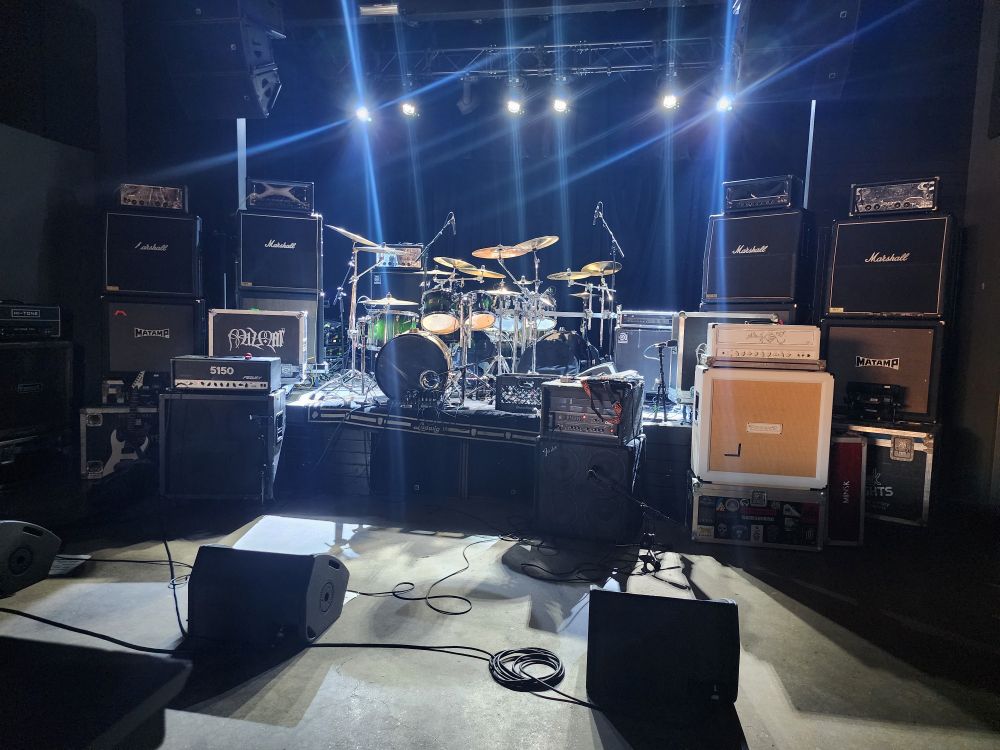 A wall of amplifiers before a concert