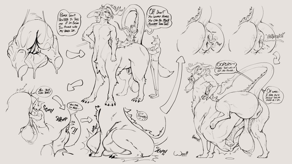 Narciso, a furry taur of demonic origin, has is donut massaged and oiled up by the smaller fox masseur.

The fox says "Please don't hesitate to tell me if im being too rough with my hands sir.."
To which Narciso confidently replies "OH don't you worry honey, you can be much rougher than that."

The fox then pushes one of his arm deeper into the taur with a wet "splurt".
"Yes..Just like that!" Narciso moans, before pushing back against his arm reflexively, but the push is a bit too strong and the fox's slips right in.
Half-oblivious to what's happening, he compliments the masseur "You feel so nice.."

Now only feet can be seen dangling out of his donut, but after a strong squeeze, they disappear into Narciso with a wet "SCHLOORPL!", splurting out excess oil.

Last part is the taur smugly looking down to his bulging lower stomach, almost showing it off to the camera as his throbbing, leaky demonic member throbs against the bulges of the fox.
"OOPSIES~
Maybe that was a bit too rough...

Oh Well..
I hope you'll enjoy this as much as i do."