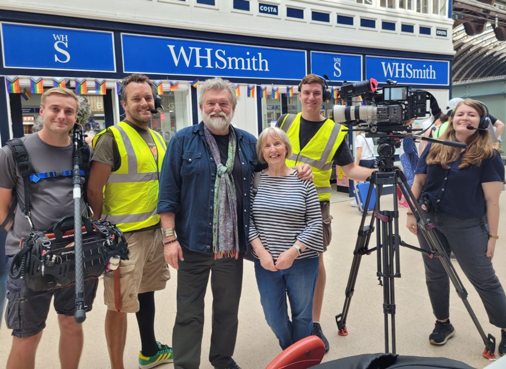 Camera crew and Si King at York Station 