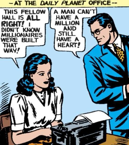 Clark Kent claiming man can't have a million and still have a heart