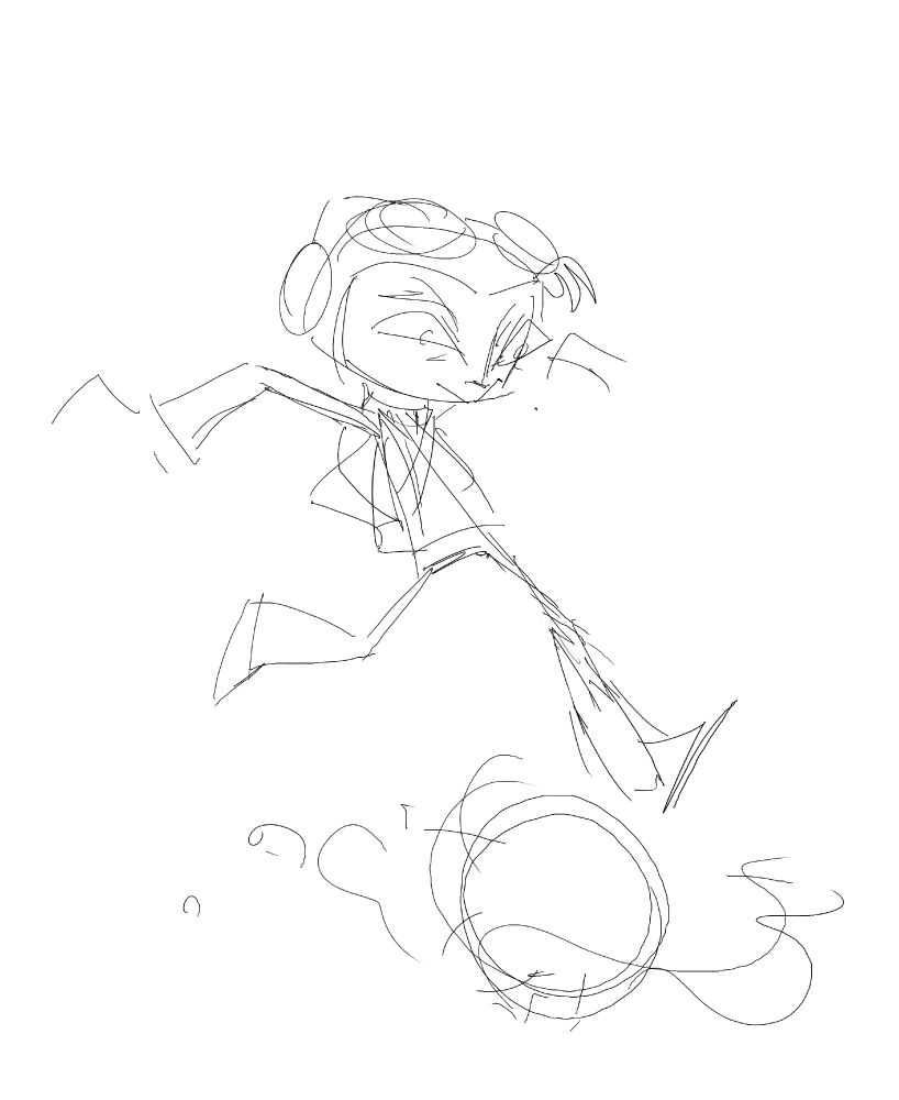 Extremely loose sketch of the previous drawing.