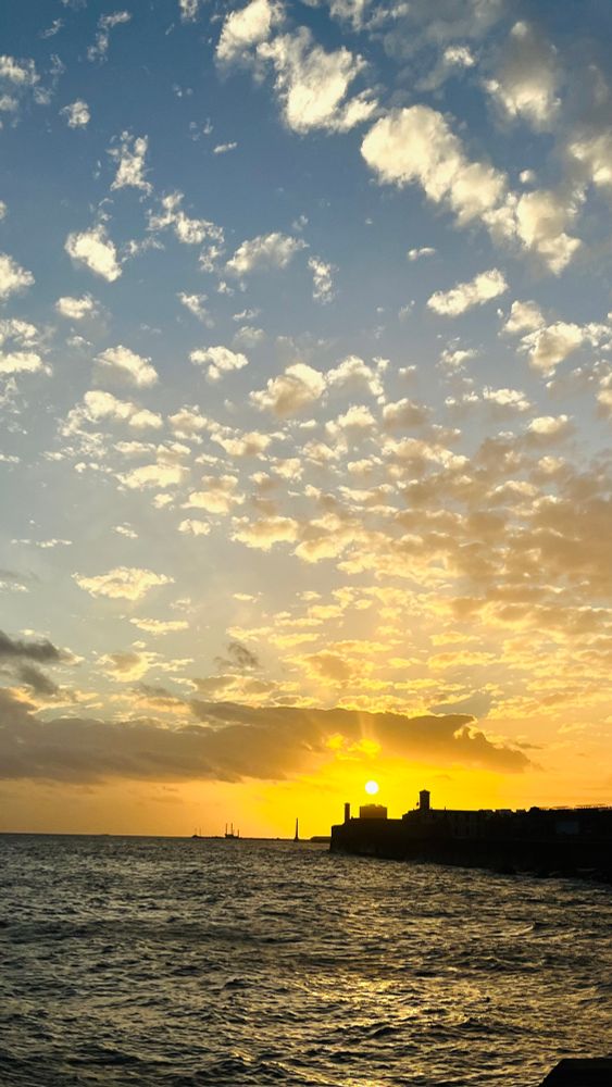 Sunset in Montevideo, Uruguay, by the Río de la Plata River.  
