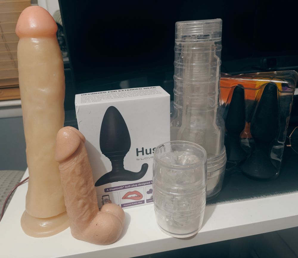 A picture of some of my dildos and masturbators 