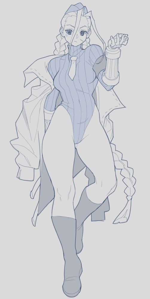 A digital sketch of Cammy from Street Fighter series