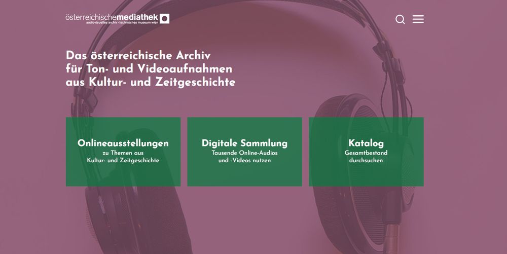 Screenshot der Homepage der Österreichischen Mediathek