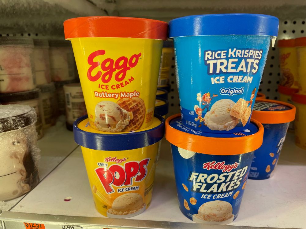 Eggo, Corn Pops, Rice Krispies Treats and Frosted Flakes ice cream flavors