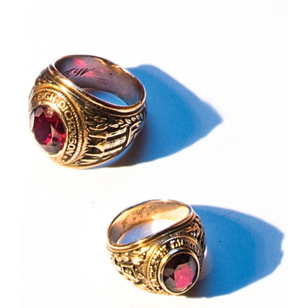 two vintage FDU class rings.