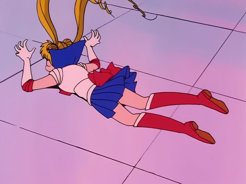 Sailor Moon 03 - Usagi gets floored by Jadeite reflecting her shoulder tackle