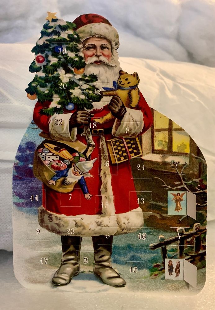 Adventskalender-Karte mit nostalgischem Weihnachtsmannmotiv
