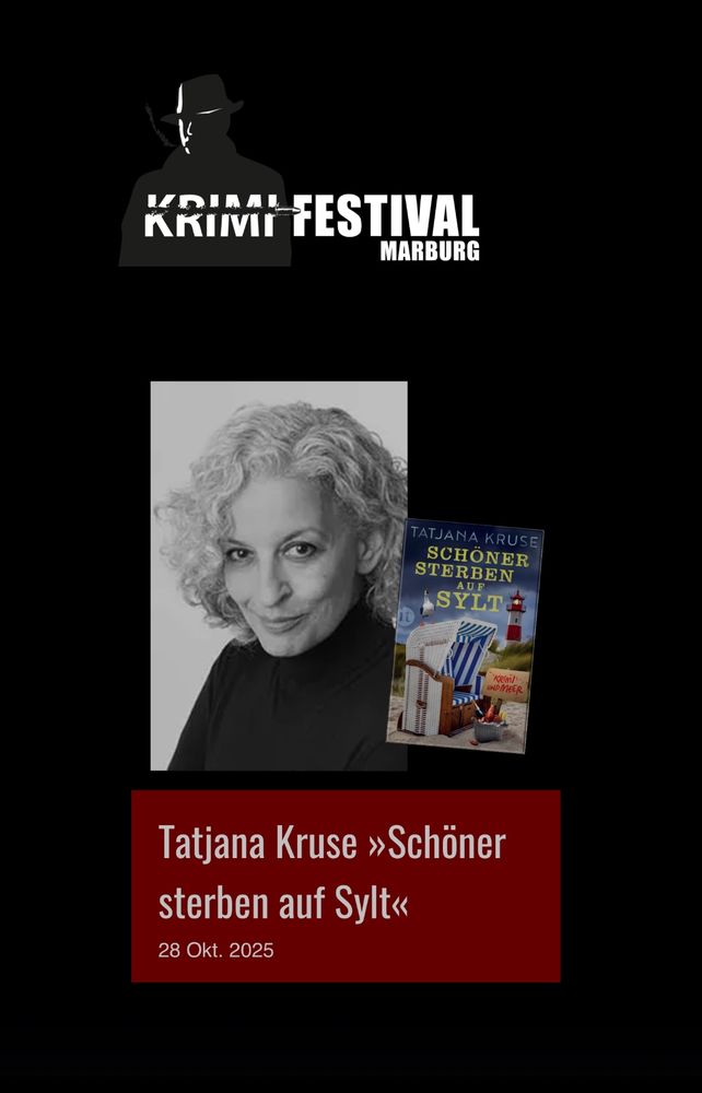 Tatjana Kruse liest am 28. Oktober auf dem Krimifestival Marburg aus „Schöner sterben auf Sylt“
