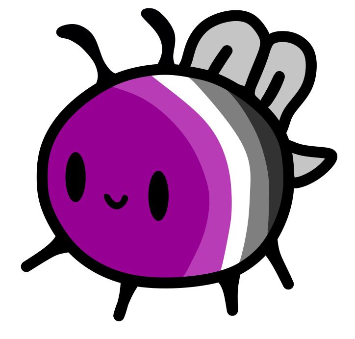 a cute cartoon bee with the ace flag colors