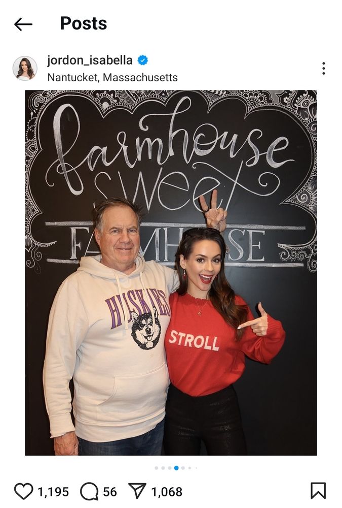 Bill Belichick, wearing a UW Homefield Hoodie, with a young woman 