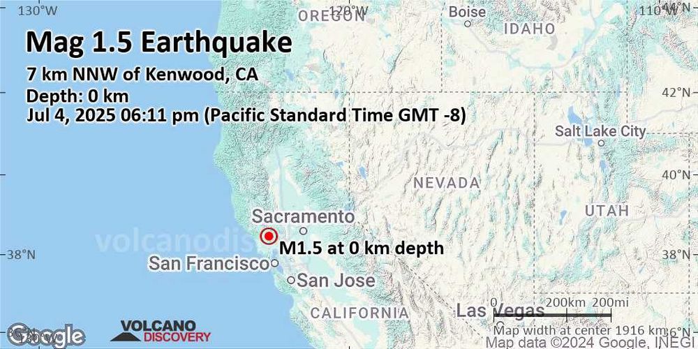 Minor magnitude 1.5 earthquake at 0 km depth