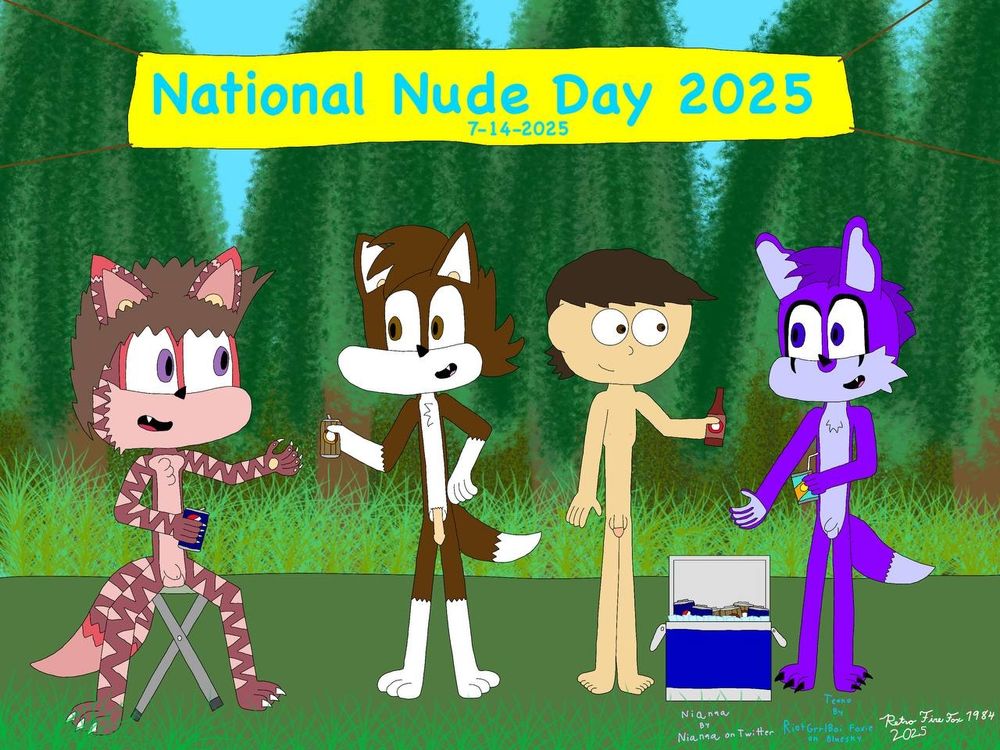 Friends celebrating National Nude Day