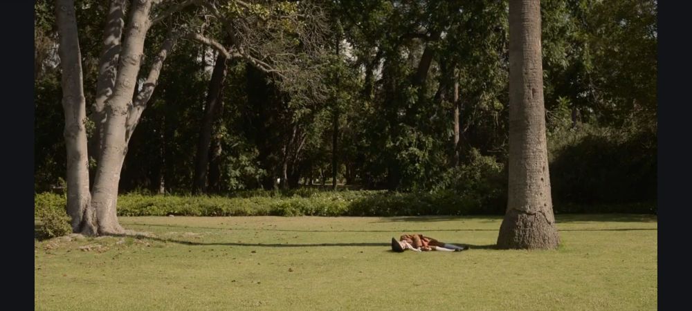 A screencap from Our Flag Means Death of young Stede on the ground after running into a tree