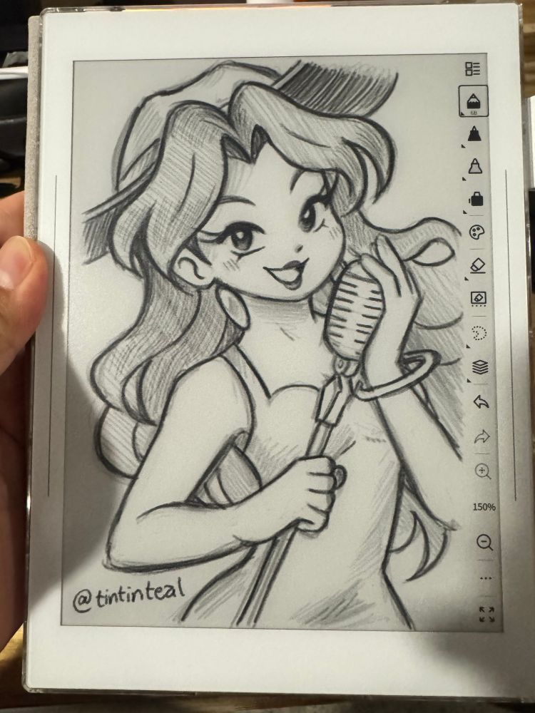 Supernote Nomad sketch of Pauline from the Super Mario Franchise