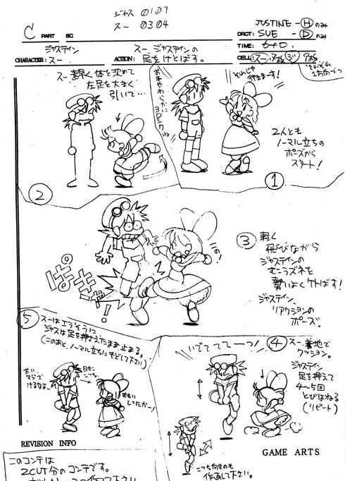 Grandia Production Documentation for Character Animations: Features Justin and Sue