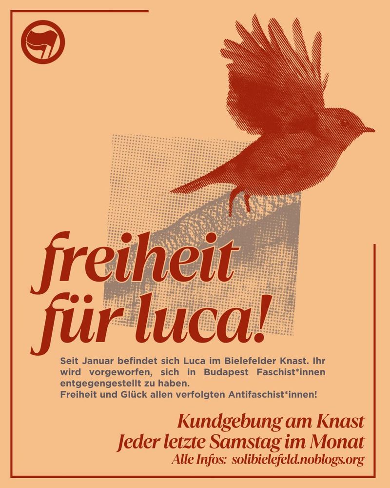 Sharepic freiheit für luca mit rotkehlchen