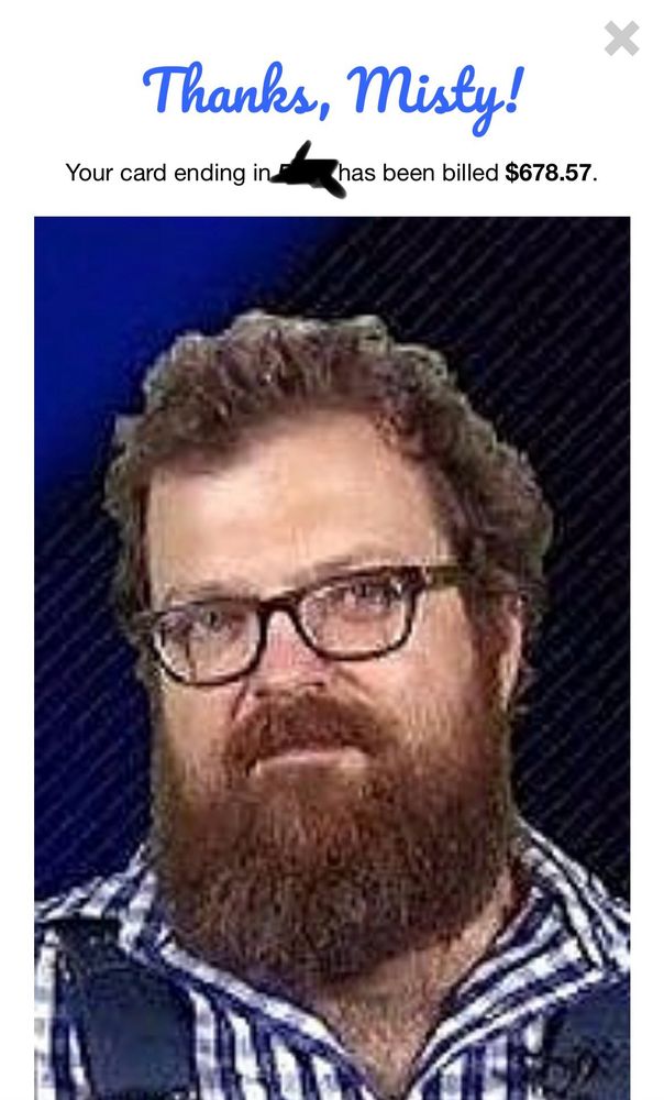 The resplendent visage of Spencer Hall adorning a charitable giving receipt in an amount intended to throw shade at both Texas A&M and the United States government. 