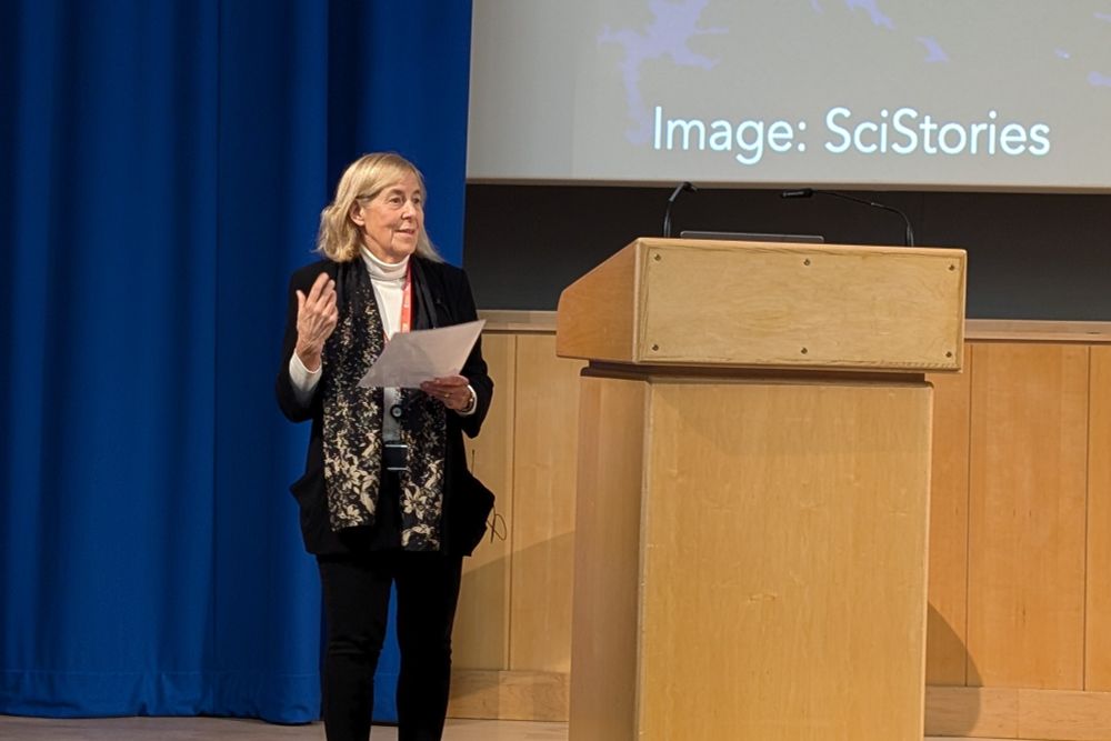 Professor Dame Janet Thornton introducing Professor Elinor Karlsson.