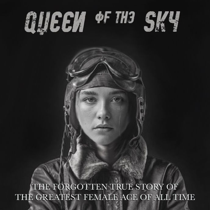 Mockup poster for QUEEN OF THE SKY, w/Florence Pugh dreamcasted as Lilya Litvyak