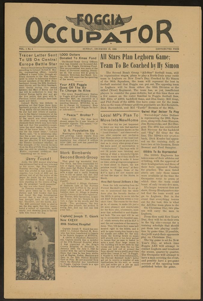 A page of the newspaper "Foggia Occupator"
