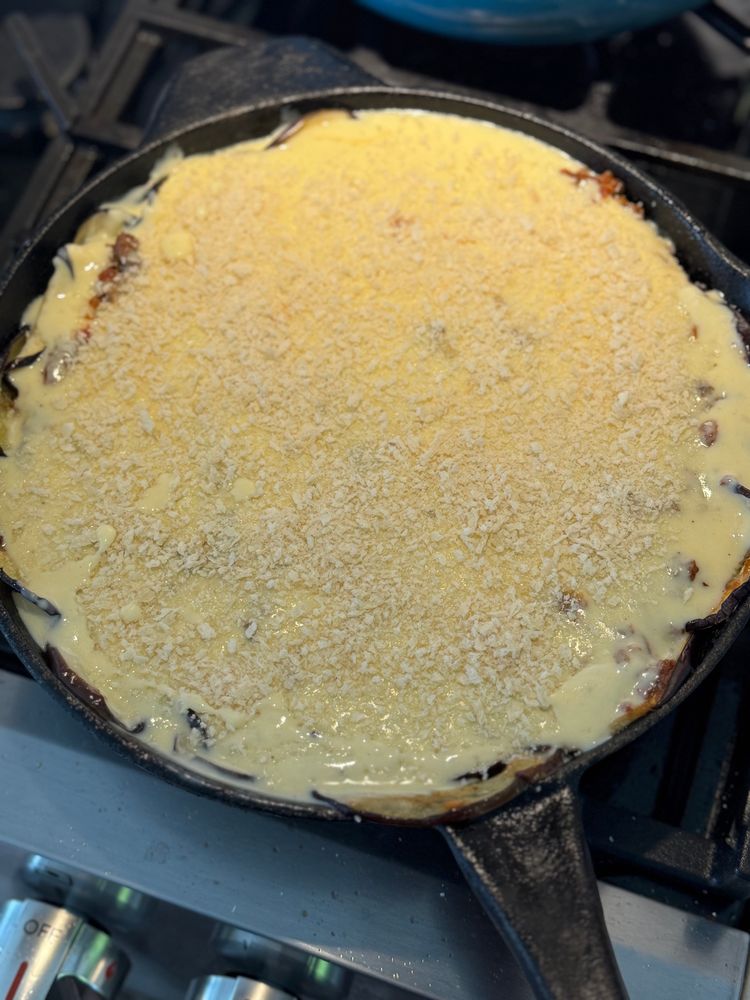 Moussaka all layered up before baking.  