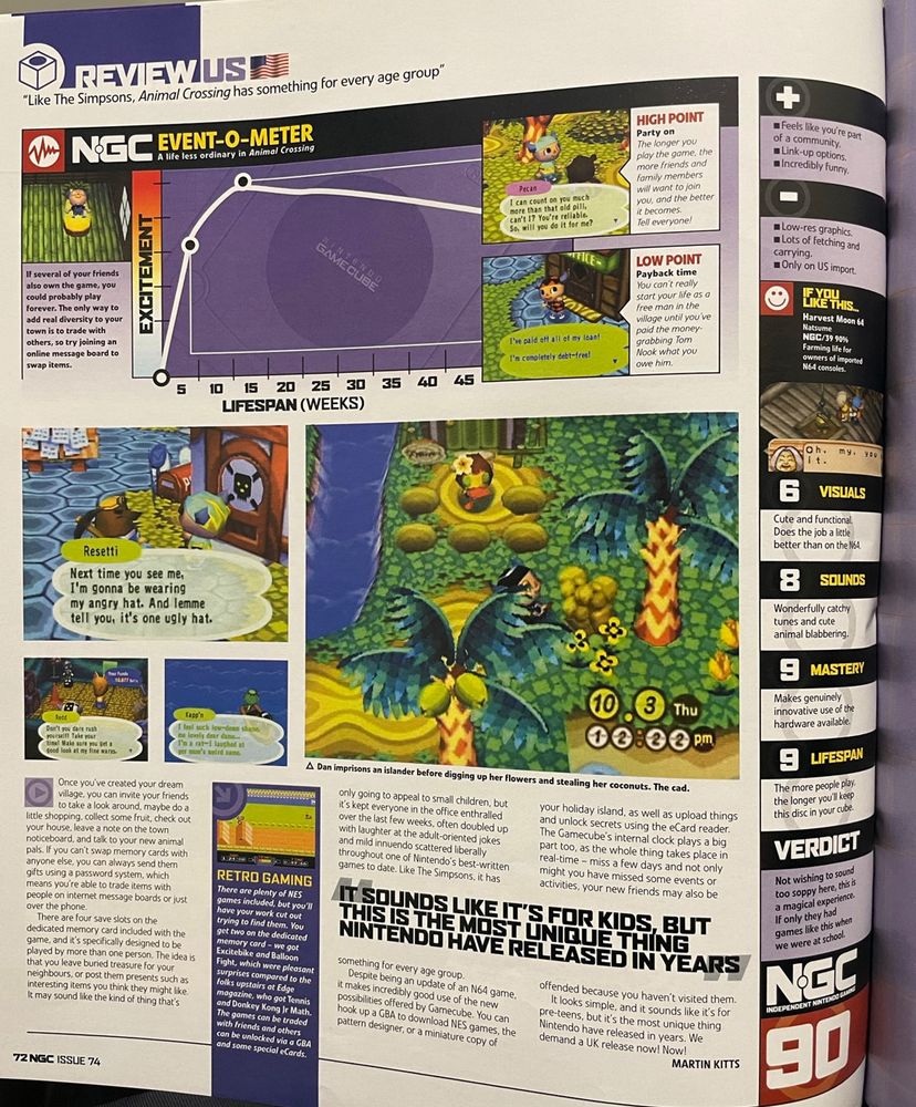 NGC Magazine import review of Animal Crossing on GameCube. 90/10
