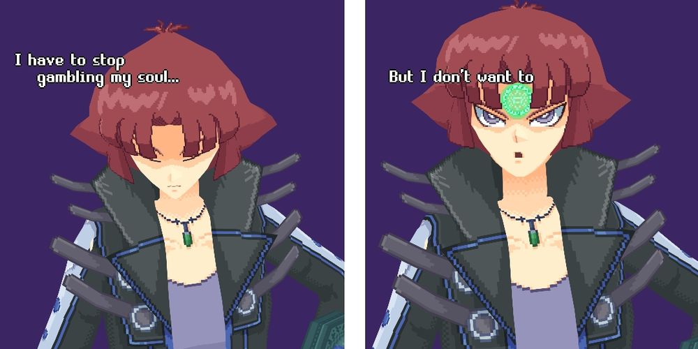 A two panel comics
It's a riff of the meme of the dude going
"I have to clean my bathroom..."
"But I don't want to"

Except here, it's a low poly model of Alister YGO, with his head lowered in the first panel, where he says "I have to stop gambling my soul..."
In the second panel, he's holding his head high, with a stern expression on his face, and the seal of Orichalcos on his forehead, and says "But I don't want to"