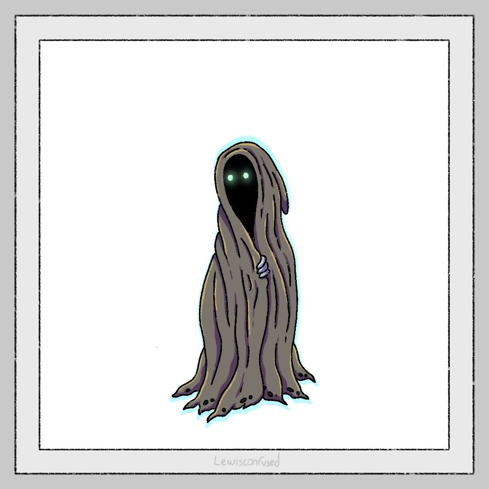 A wraith with glowing green eyes and tattered robes
