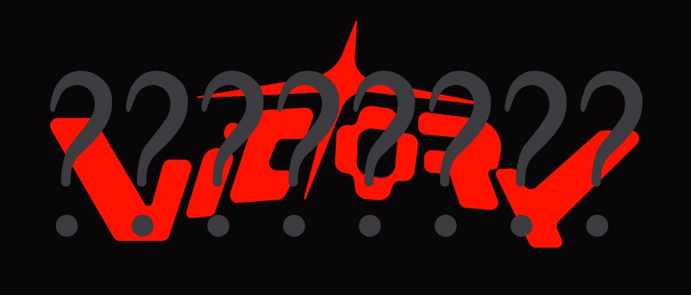 8 question marks in front of a stylized word "Victory".