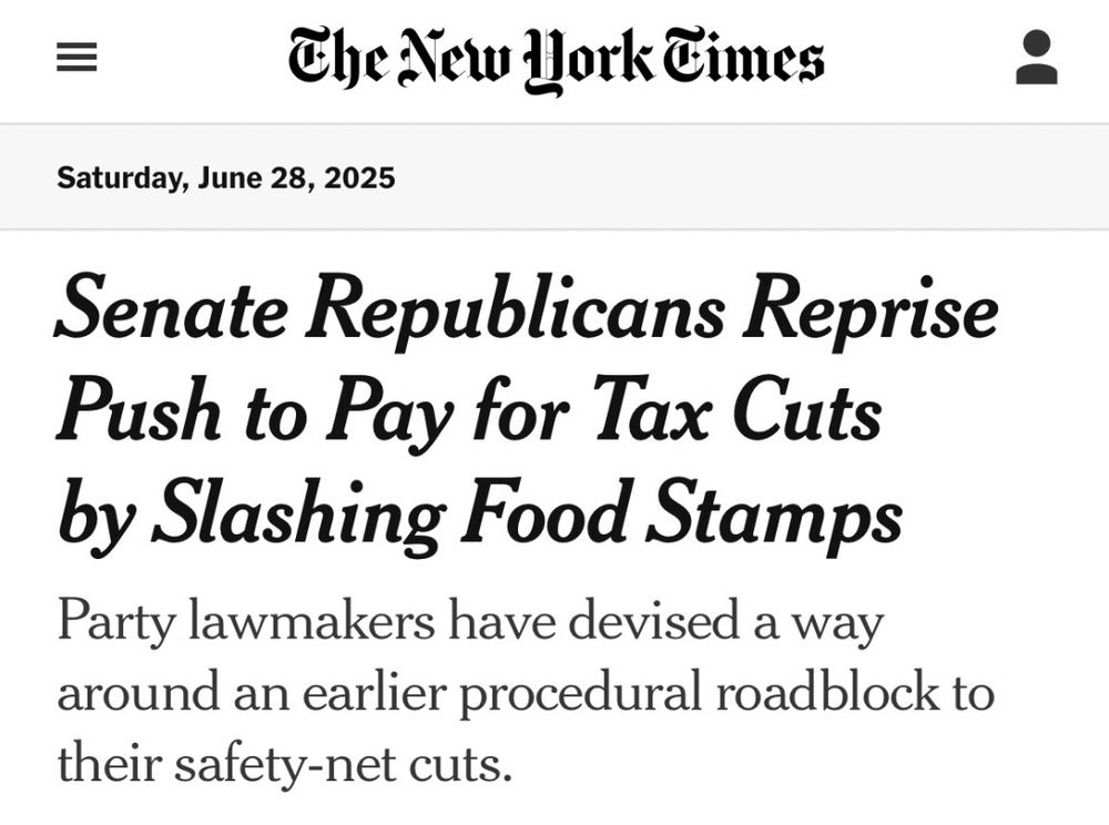 New York Times: Senate Republicans Reprise Push to Pay for Tax Cuts by Slashing Food Stamps