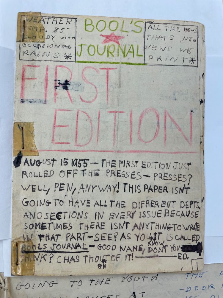 Cover of Bool's Journal, 1955. Headline reads, "First Edition" in pink all caps.