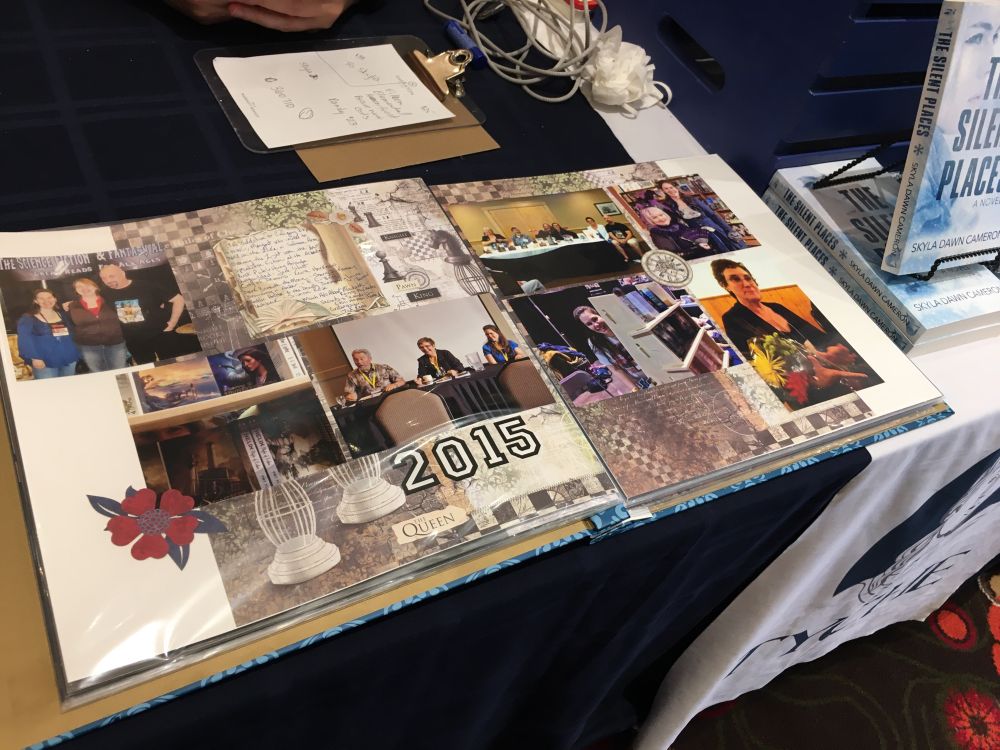 Scrapbook album about Tyche, open to a page about the year 2015.