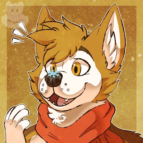 Surprised by the giant snowflake that just landed on his nose, Wuskus is overjoyed!  Quite a treat for the snow-loving scarf-bundled canine.