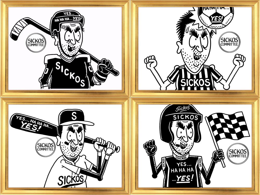 WE’VE GOT FOUR NEW SICKOS SPORTS CHARACTERS

HOCKEY, SOCCER, BASEBALL AND AUTO RACING!! 