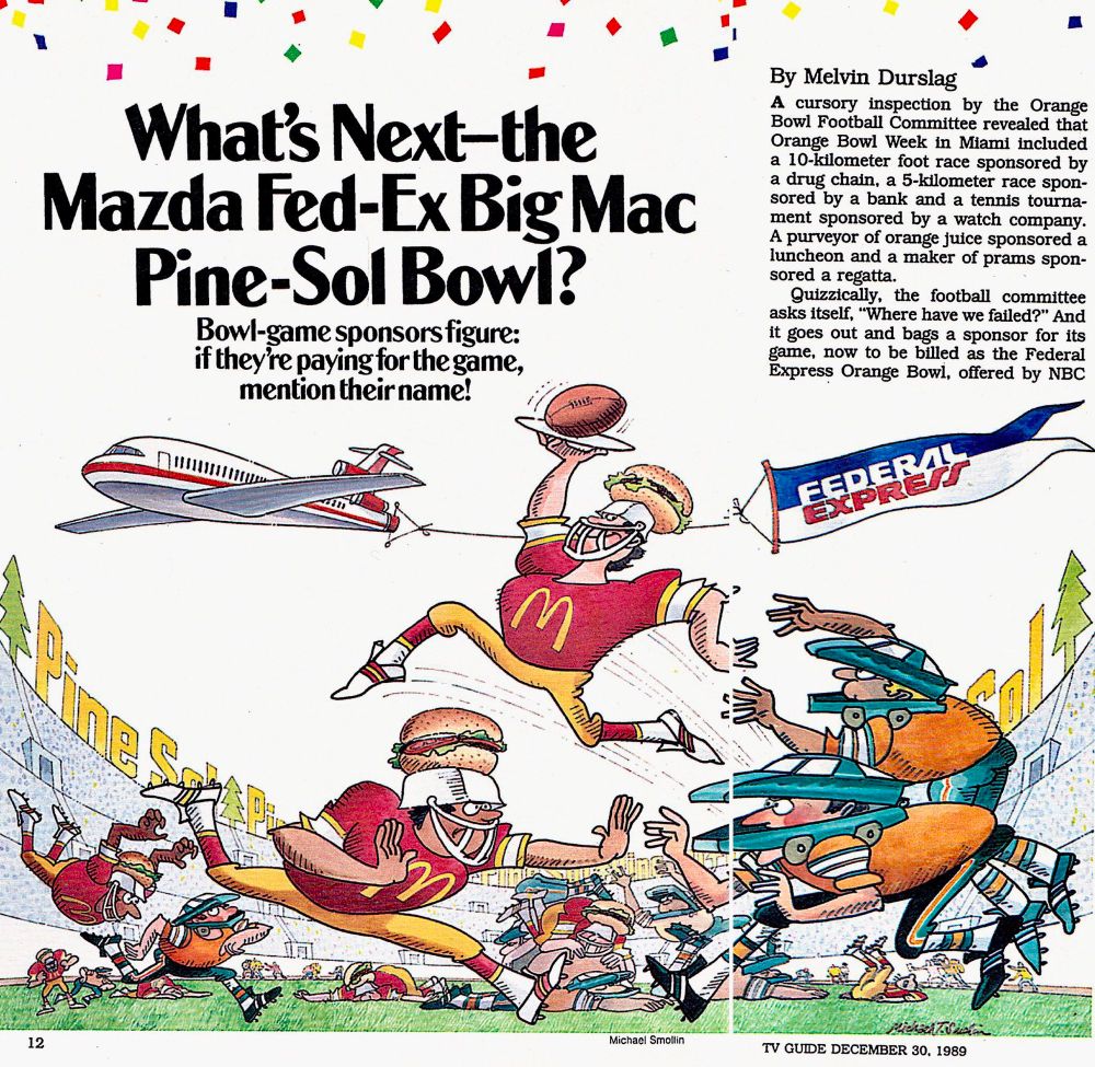 A graphic about bowl
Games getting too crazy with sponsors. 