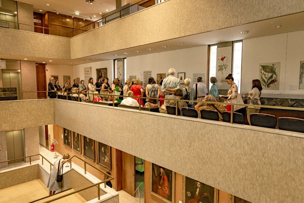 Visitors exploring the Healing words exhibition