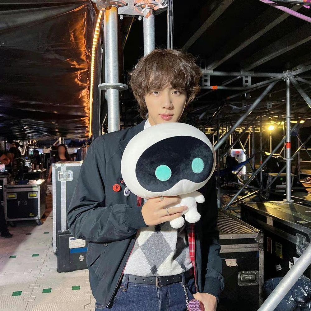 Jin with Wootteo stuffie